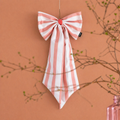 Canvas Woon-Strik 25x55 cm – Decoratieve Strik voor Muur of Deur in Trendy Kleuren (Off-white/koraal)