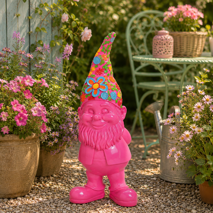 Tuinkabouter Bloemen – Roze, Geel of Groen - 30 cm