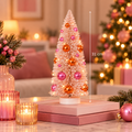 Sisal Kerstboompje Roze met Oranje en Roze Kerstballen 31 cm | Mini Kerstboom Tafeldecoratie