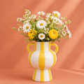 Keramieken Vaas Geel Wit Gestreept – 24 cm