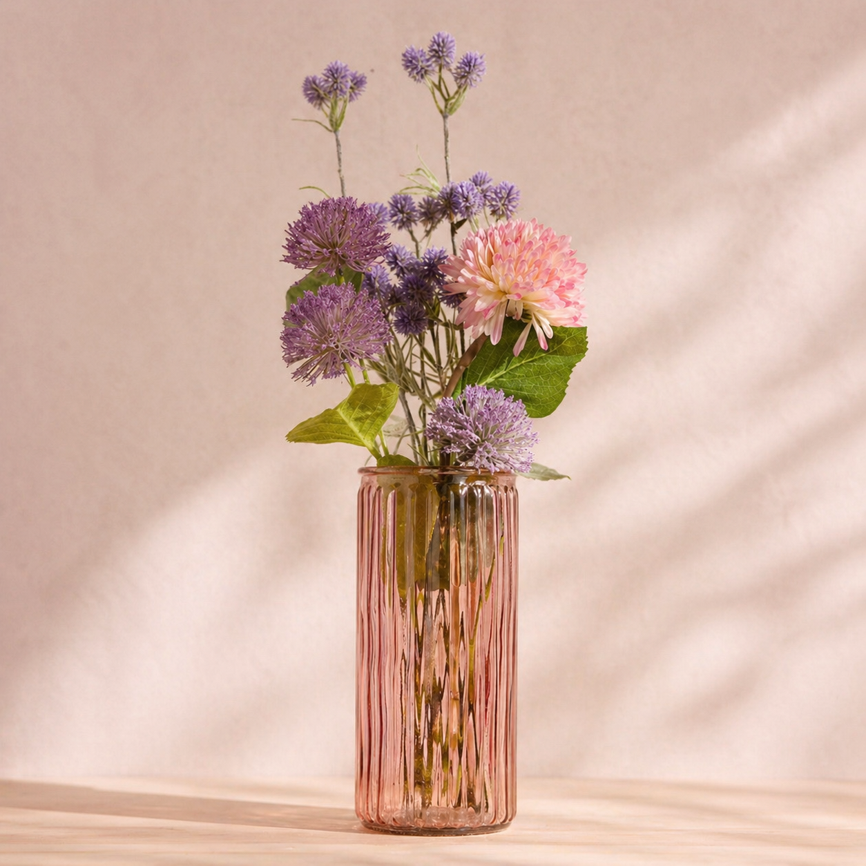 Cilinder vaas - roze glas