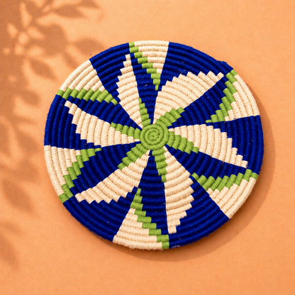 Berberbord maat S - handgeweven in Marokko (Groen/blauw)
