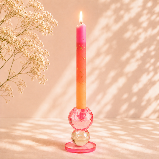LED Dinerkaarsen Orange Gold – Set van 2 – Handgemaakt – Timer – 25 cm
