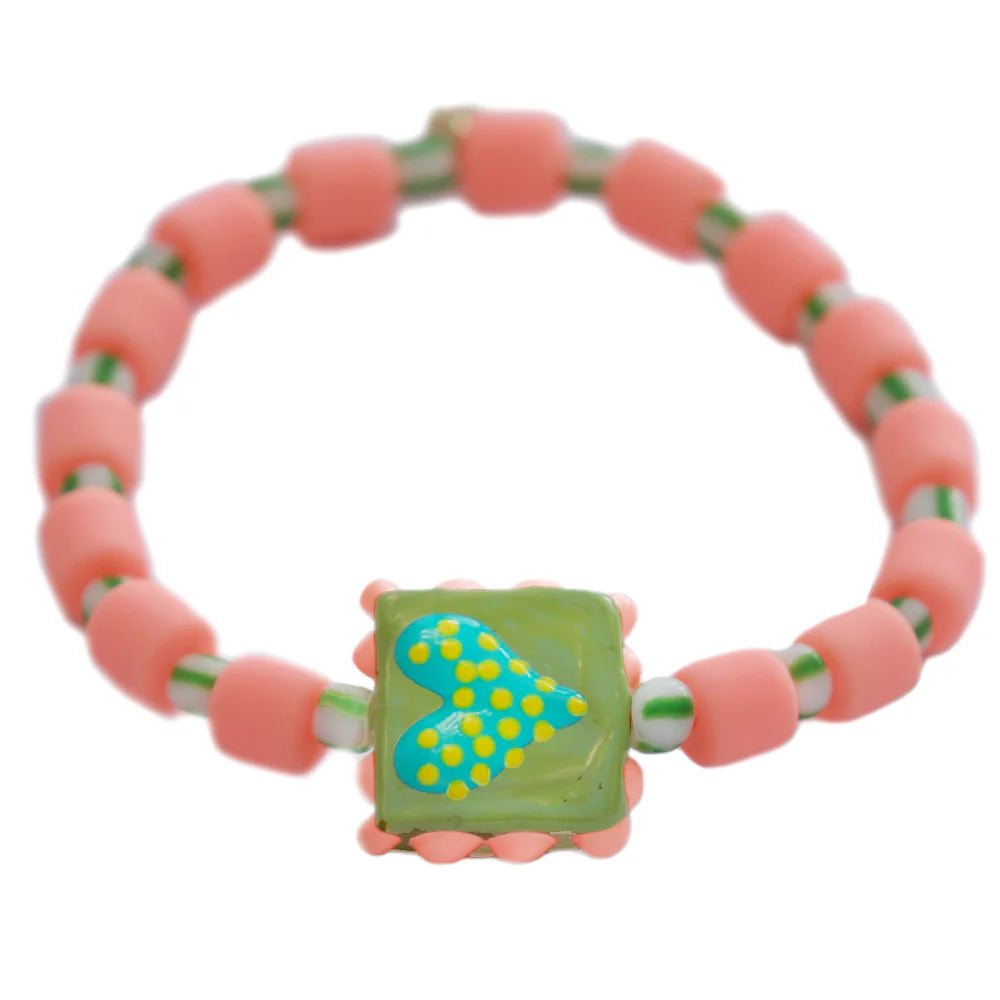 Love Ibiza kralenarmband Liguria. Roze met groen. Sieraden bij Miss Color