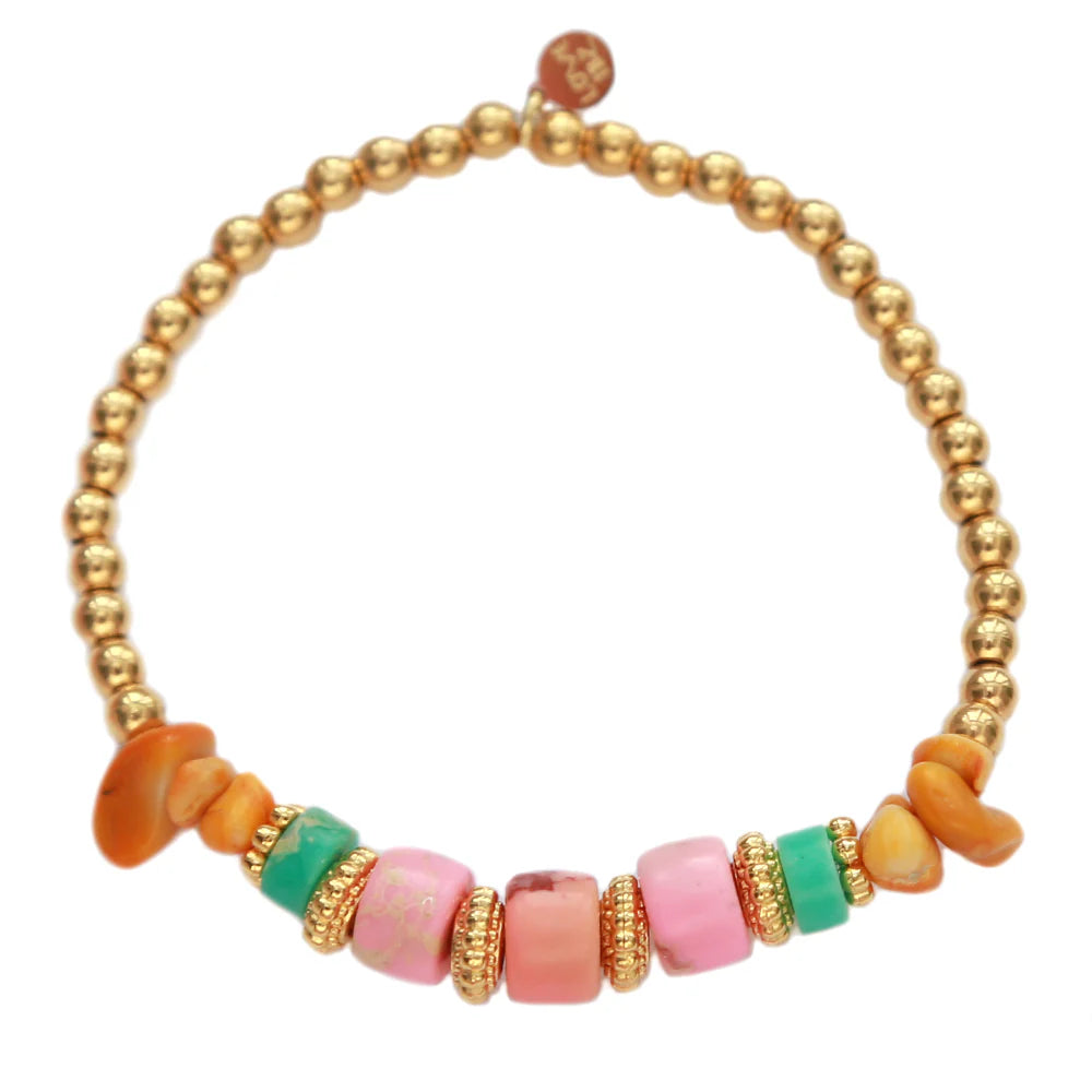 Love Ibiza armband Monaco. Goud met roze 