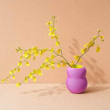 3D-geprinte vaas met ronde vormen en een waterdicht cilinder (Lila)