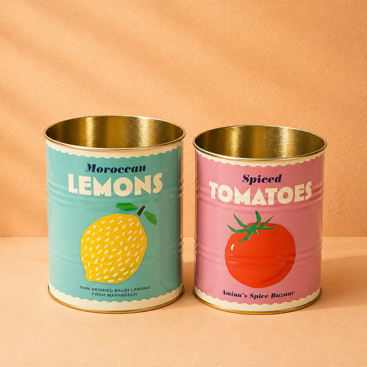 Set van 2 Retro Opbergblikken van Metaal – Vintage Blikjes (Lemons)
