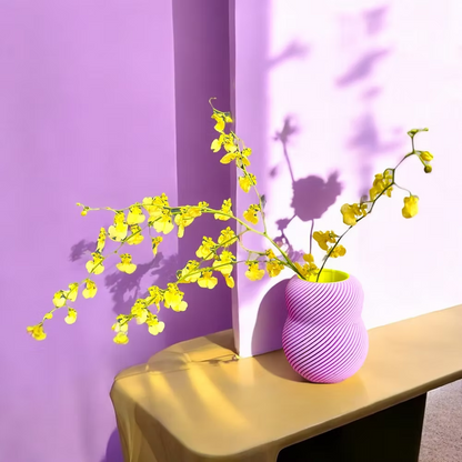 Vaas Bloom in lilan met neon geel waterdicht cilinder 