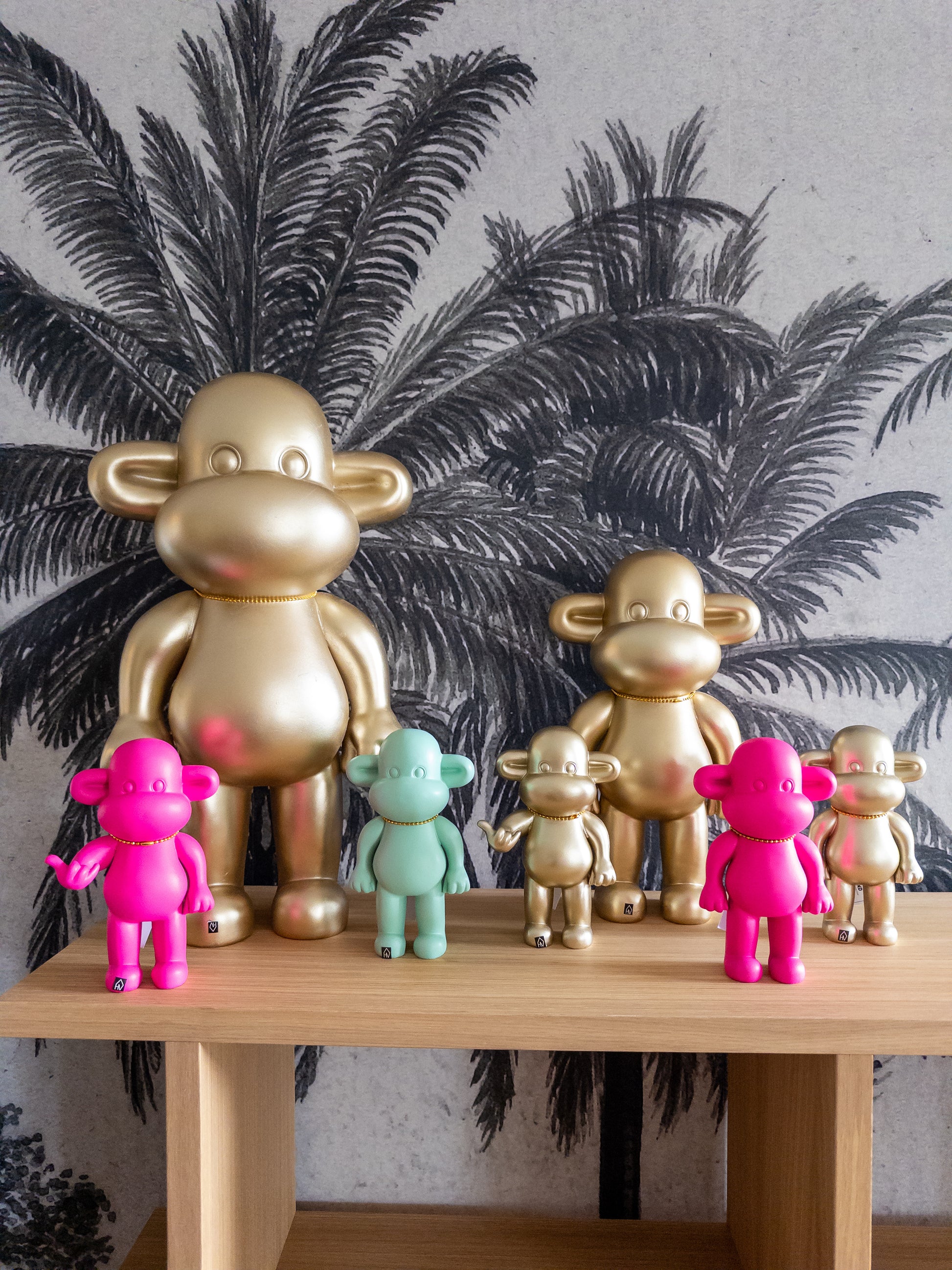 Aap The Legend in roze, mint en oud. Kleurrijke woonaccessoires van Miss Color