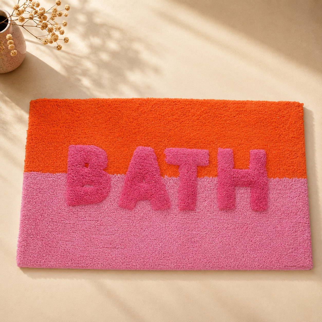 Badmat BATH Roze & Oranje – Zachte katoenen badmat 80x50 cm