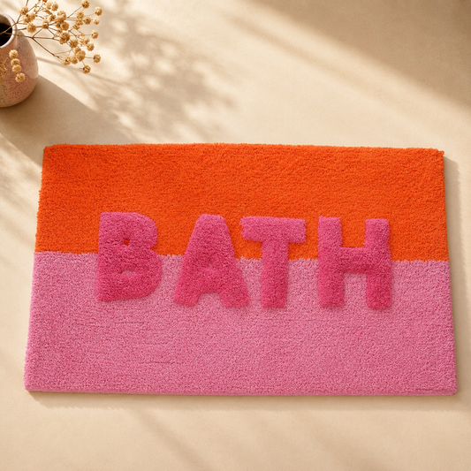Badmat BATH Roze & Oranje – Zachte katoenen badmat 80x50 cm
