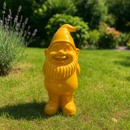 Tuinkabouter keramiek. Geel. 35 cm 