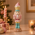 Notenkraker Cupcake Roze of Mint 28 cm | Pastel Kerstbeeld van Polyresin met Zuurstok
