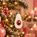 Kersthanger Avocado | Glazen Kerstornament met Glitter, Grappige Kerstdecoratie