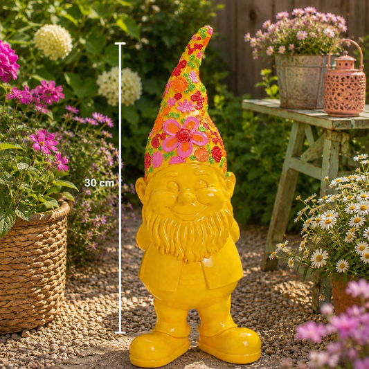 Tuinkabouter Bloemen – Roze, Geel of Groen - 30 cm