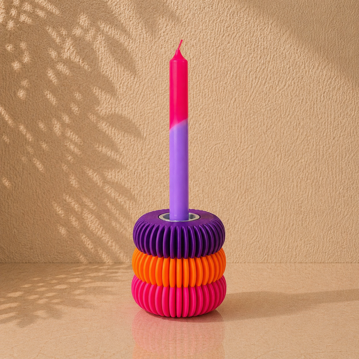 Kandelaar voor dinerkaars en voor stompkaars (Violet)