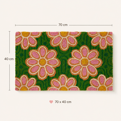 Deurmat Madelief – Kokos – Groen/Roze – 70 x 40 cm LET OP! PRE-ORDER! Uiterlijk 24 augustus verzonden