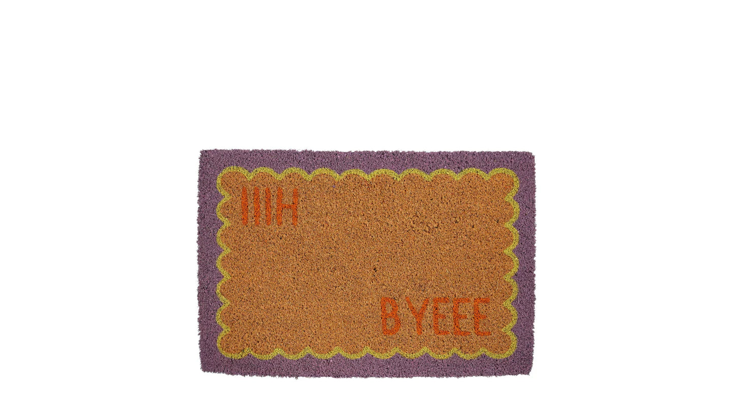 Deurmat Kokosvezel “Hiii / Byeee” – 60 x 40 cm – Voor Buiten