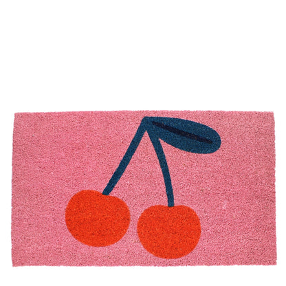 Kersen Deurmat Roze van Kokosvezel – Vrolijke Buitenmat 73 x 43 cm 🍒