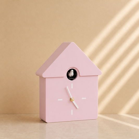 Moderne Koekoeksklok – Design klok in Roze, Mint, Lila & Taupe (Roze)