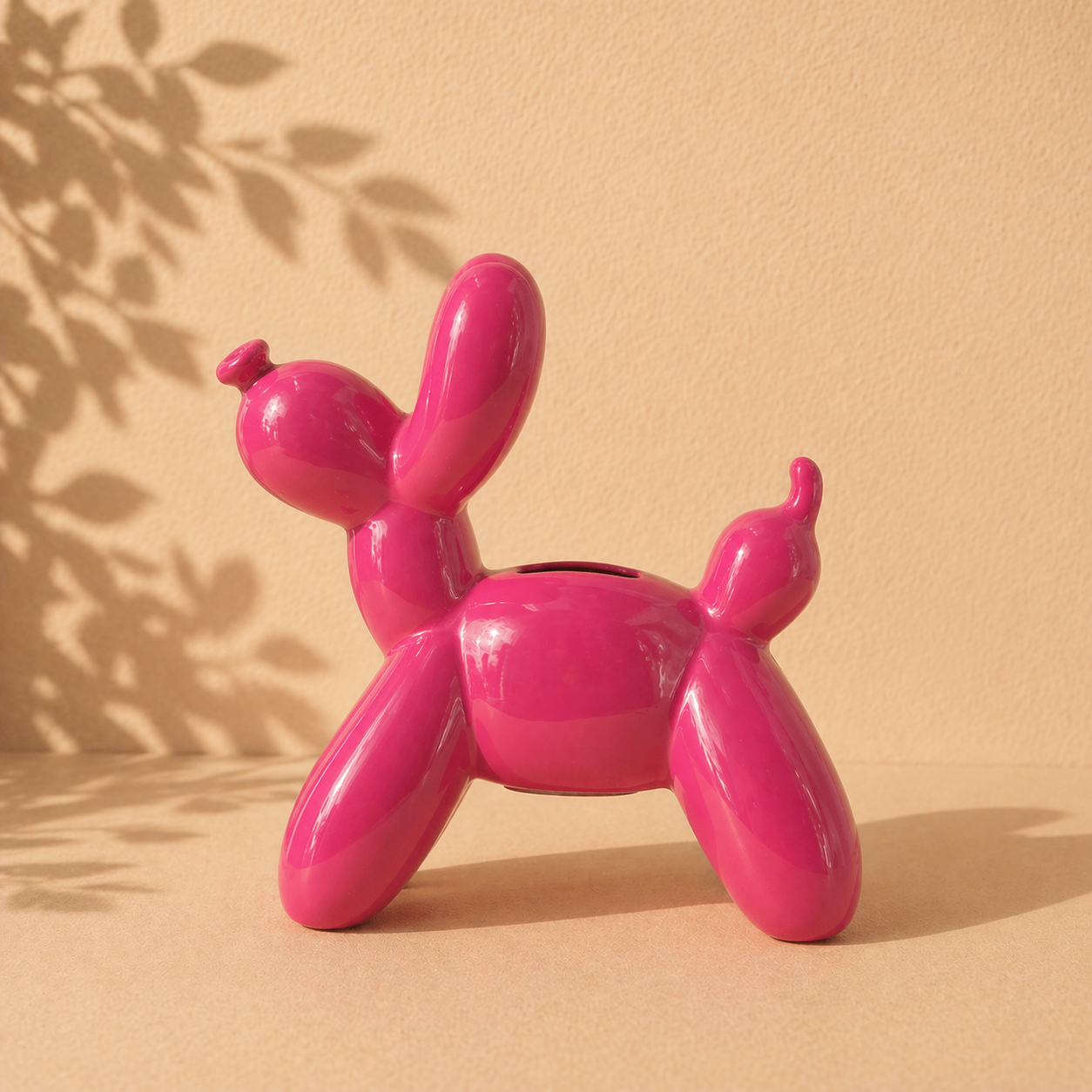 Balloon dog spaarpot van keramiek - decoratief & functioneel (Neonroze)