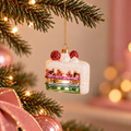 Kersthanger Taart Regenboog | Glazen Kerstornament Taartpunt met Slagroom en Glitter