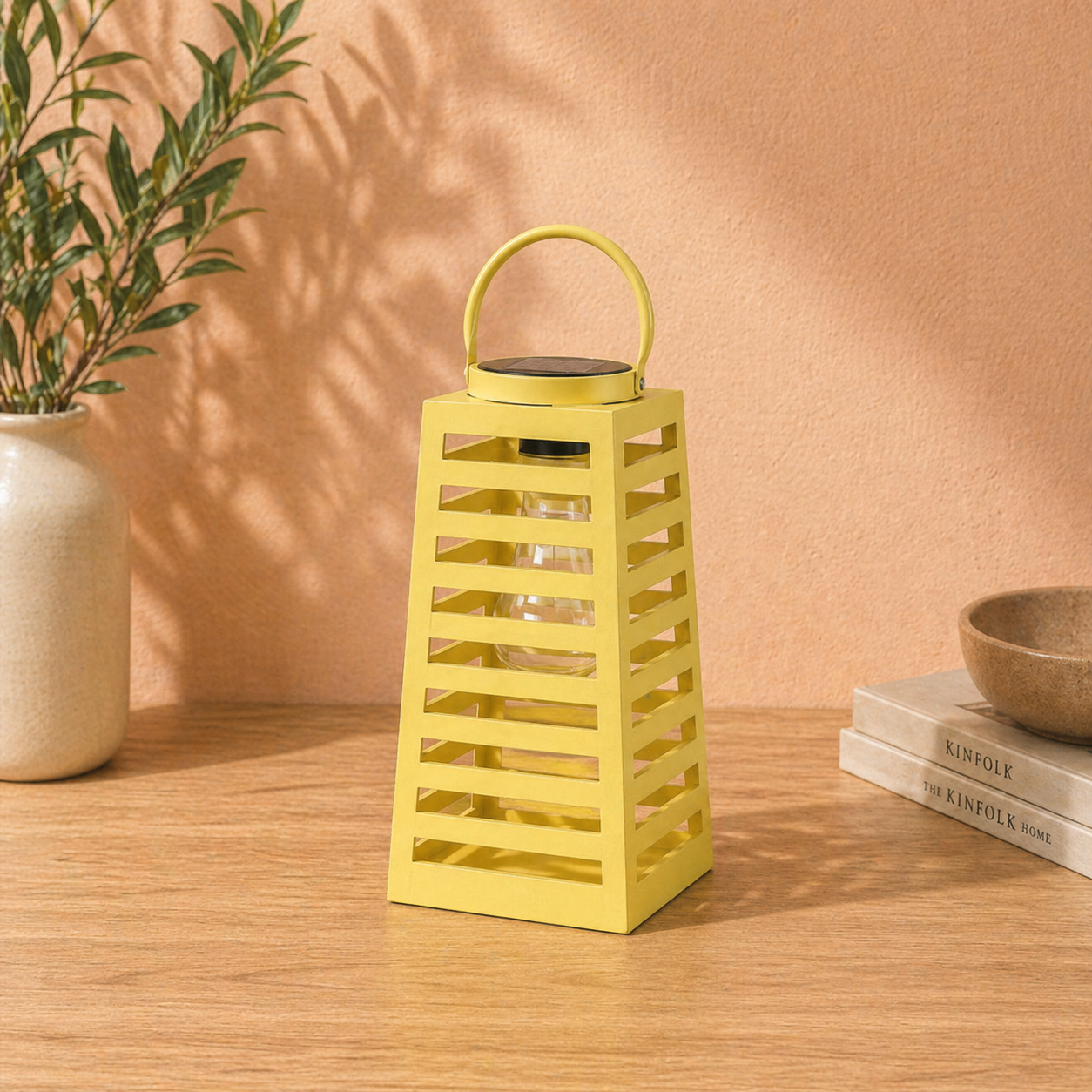 Metalen solar lantaarn voor buiten (Geel)