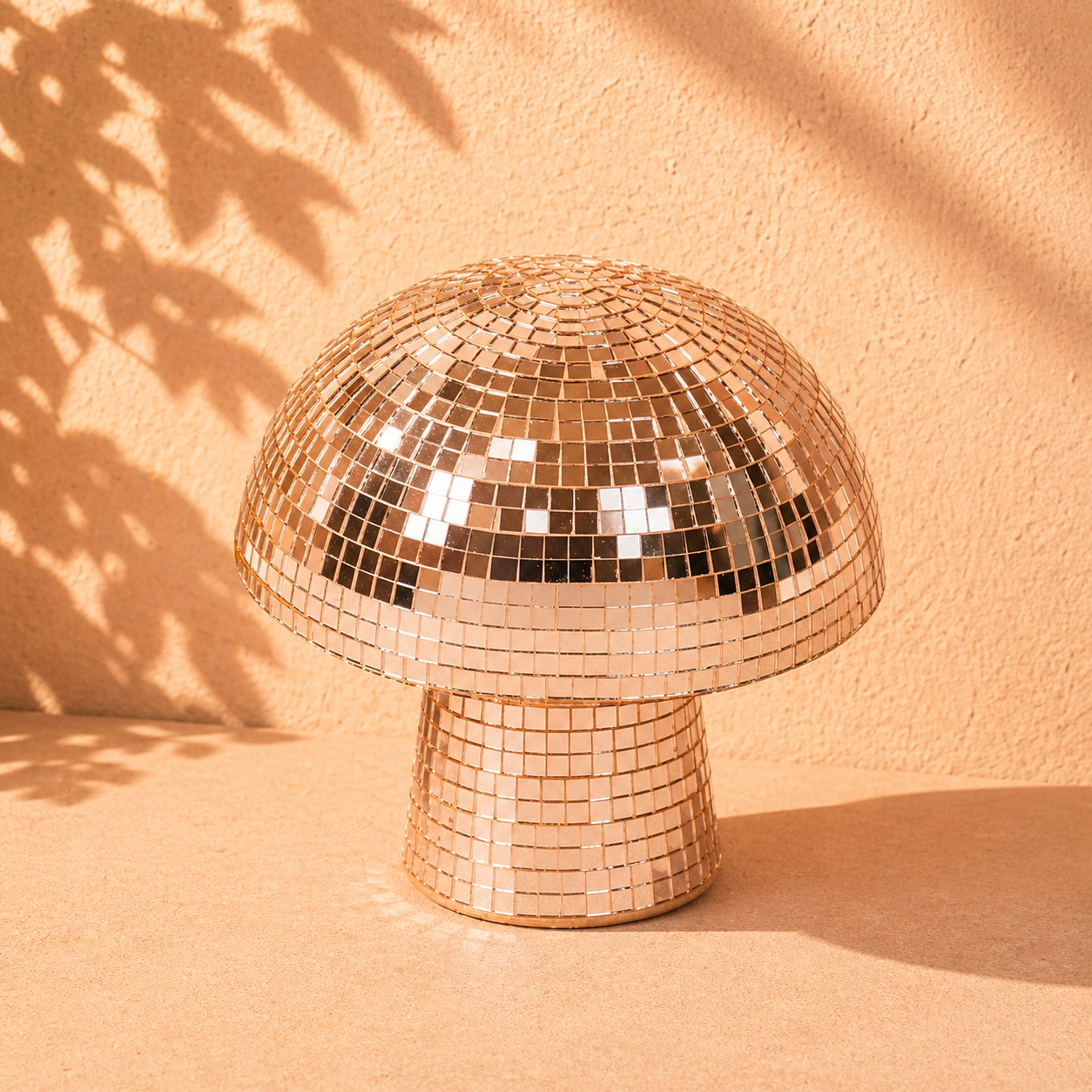 Disco Mushroom - glinsterend ornament (Roségoud)