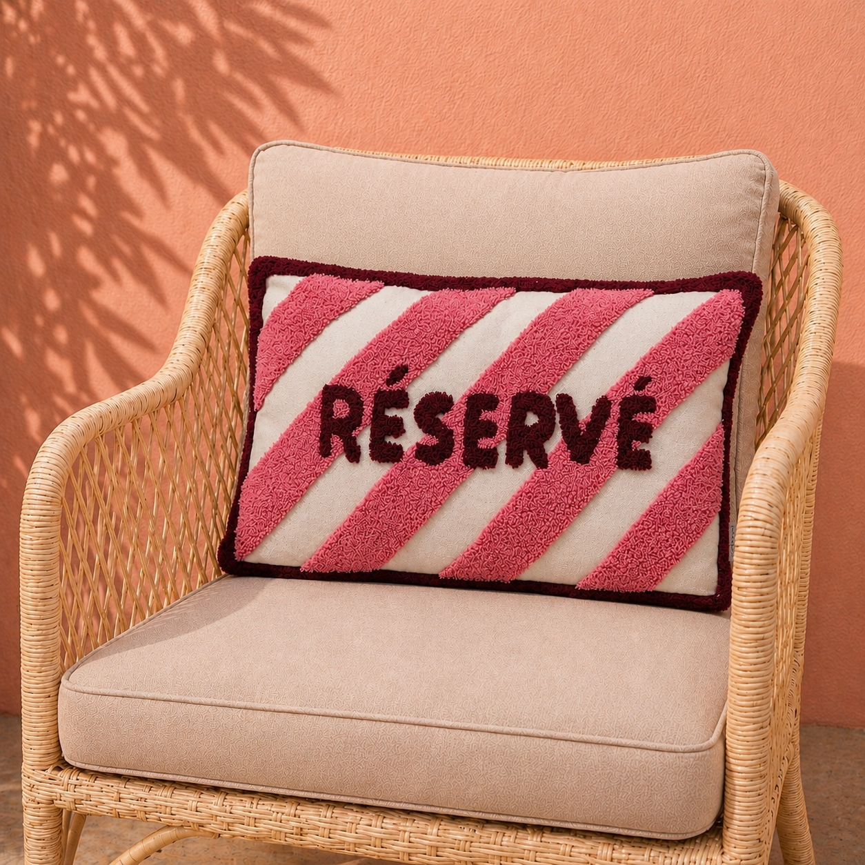 Kussen Réservé – roze/bordeaux | 50x30 cm