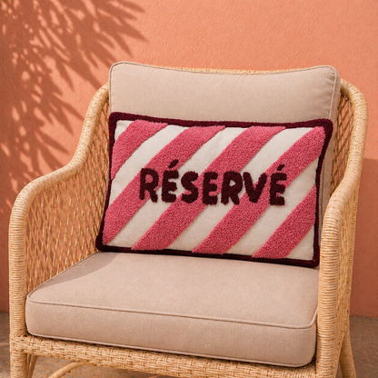 Kussen Réservé – roze/bordeaux | 50x30 cm