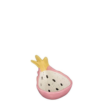 Schaal in de vorm van dragonfruit. Serveerschaal roze met geel 