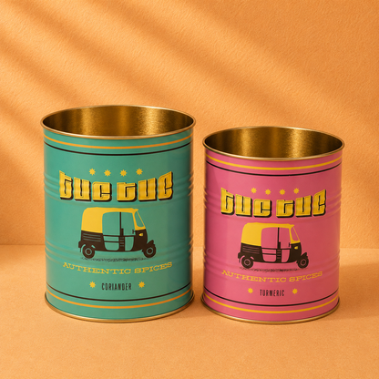 Set van 2 Retro Opbergblikken van Metaal – Vintage Blikjes