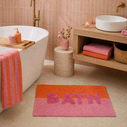 Badmat BATH Roze & Oranje – Zachte katoenen badmat 80x50 cm