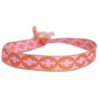 Love Ibiza geweven armband roze met oranje 