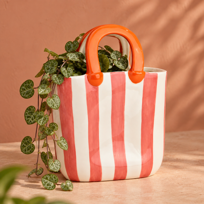 Handtas vaas roze – keramiek
