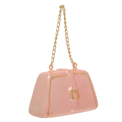 Kersthanger handtas roze met goud 