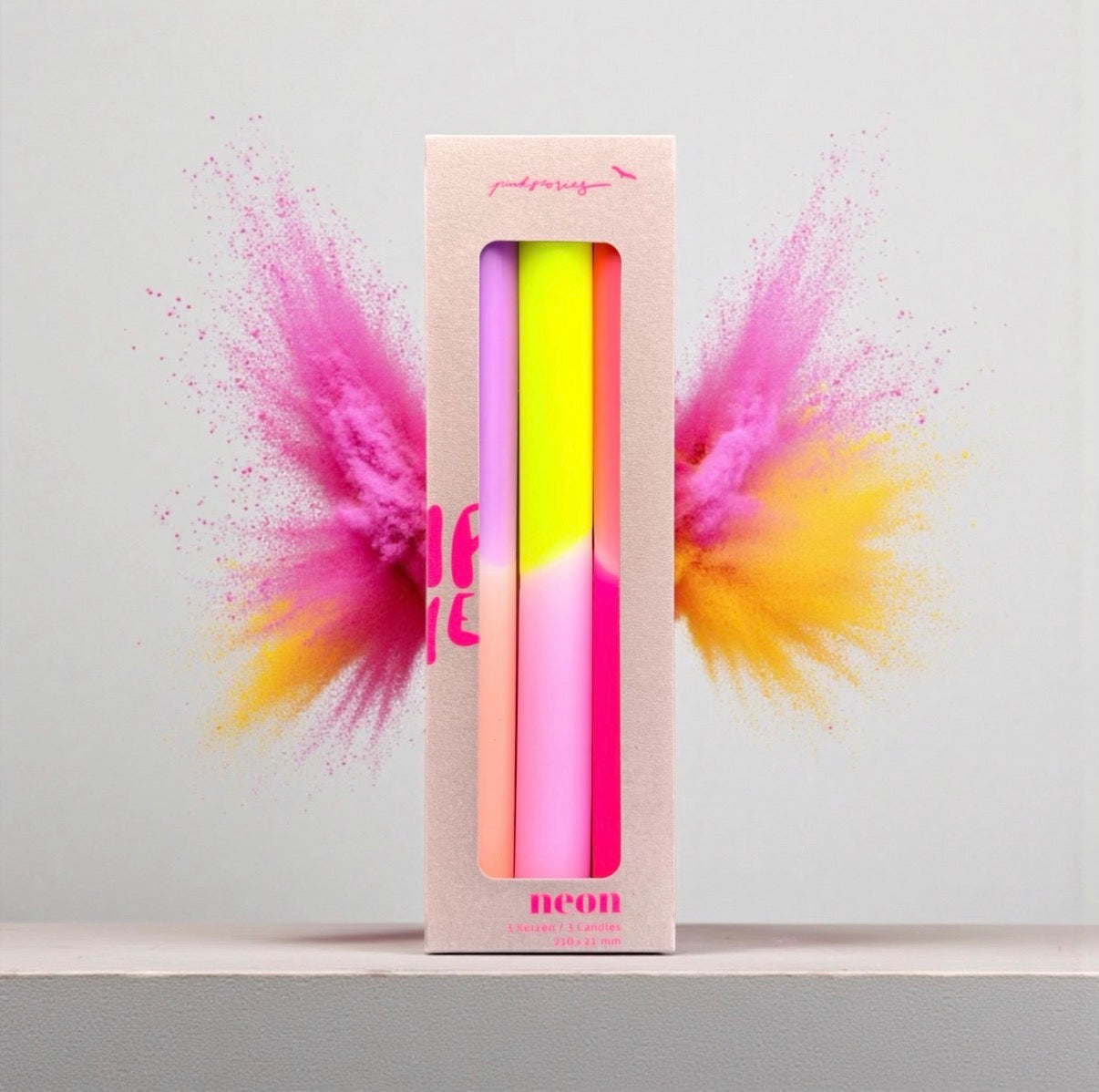 Dinerkaarsen Summer Breeze – Dip Dye Neon – Set van 3
