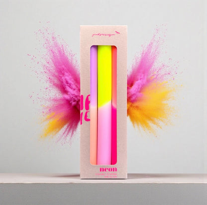 Dinerkaarsen Summer Breeze – Dip Dye Neon – Set van 3