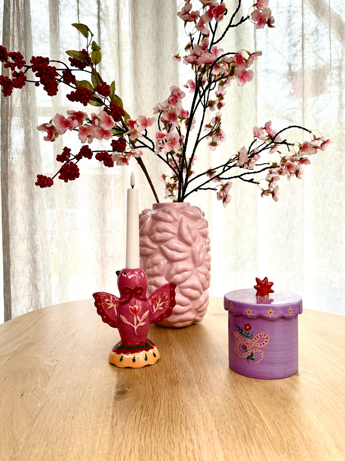 Kandelaar Indianigo roze