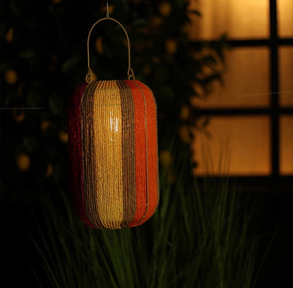 Solar Lantaarn Jute – Kleurrijke Buitenlamp op Zonne-energie 34 cm