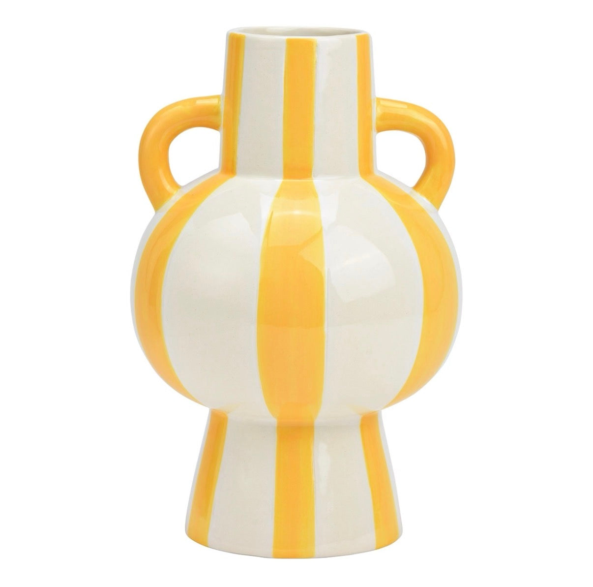 Keramieken Vaas Geel Wit Gestreept – 24 cm