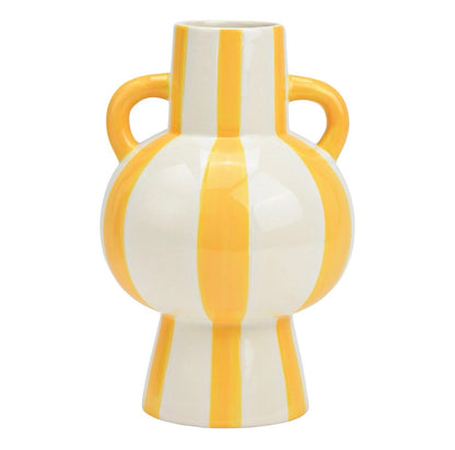 Keramieken Vaas Geel Wit Gestreept – 24 cm