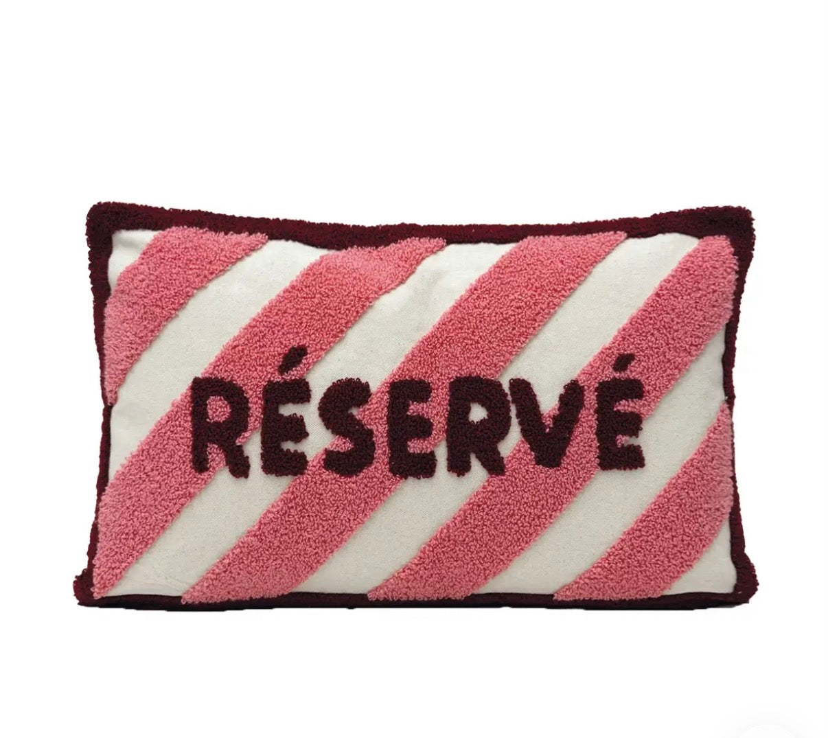 Kussen Réservé – roze/bordeaux | 50x30 cm