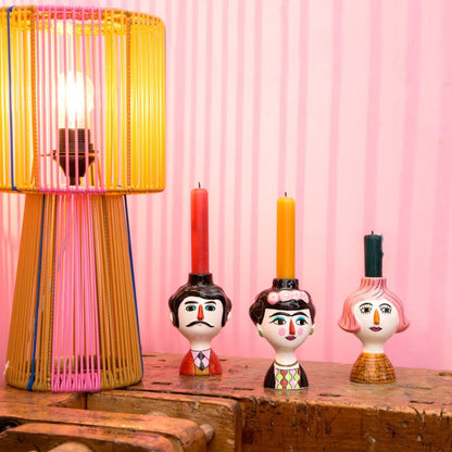 Kandelaar Conchita. Mexicaanse kandelaar in de vorm van een gezicht. Keramiek 