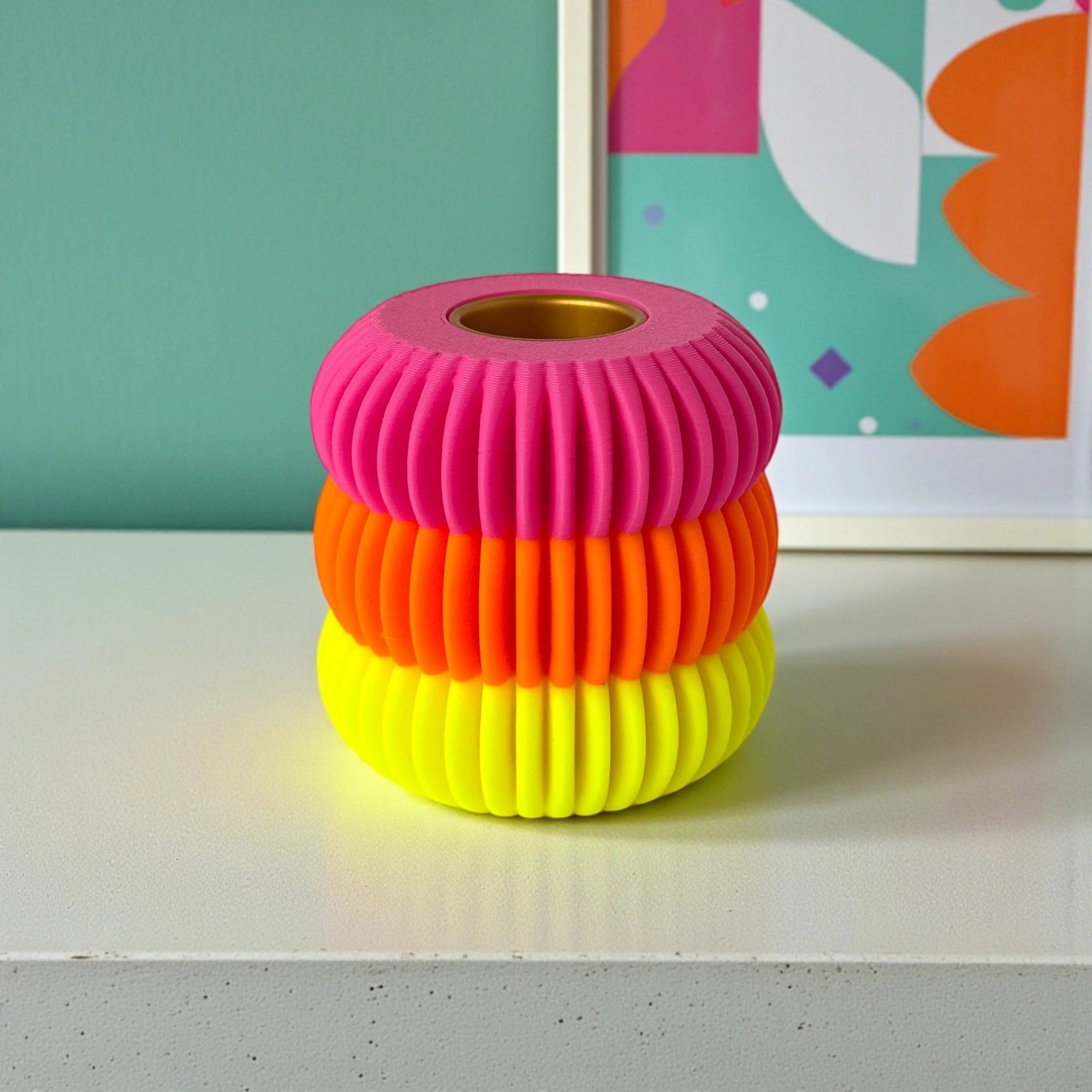 Kandelaar neon roze oranje geel 