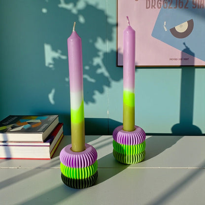 Kandelaar voor dinerkaars en voor stompkaars