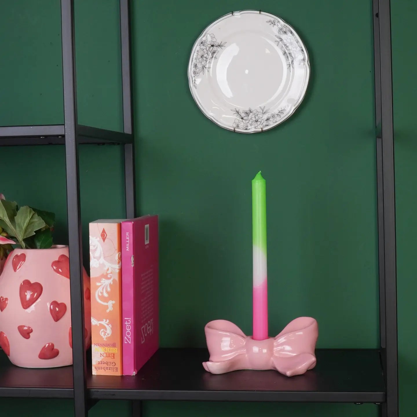 Kandelaar Strik. Roze keramiek 