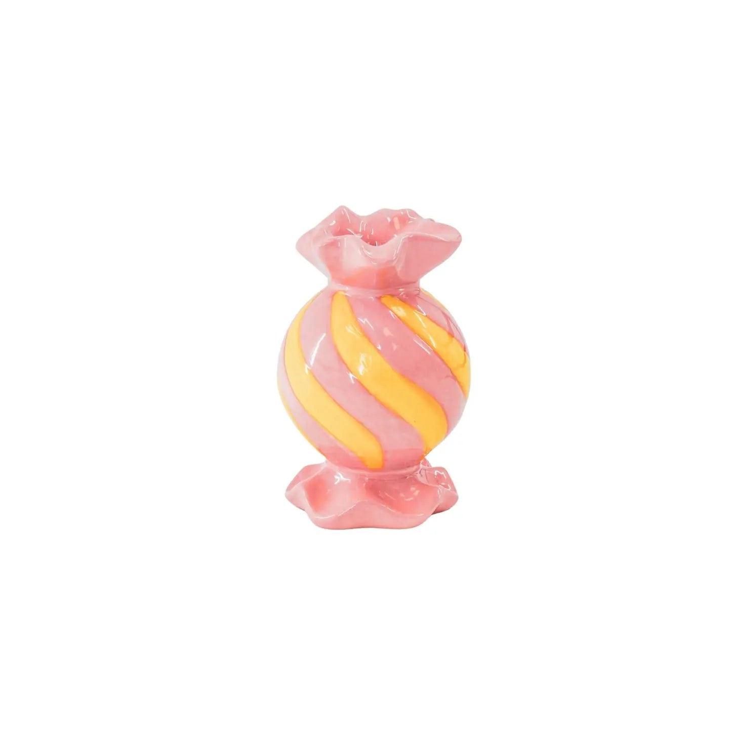 Kandelaar Toffee. Roze met geel. geschikt voor een dinerkaars