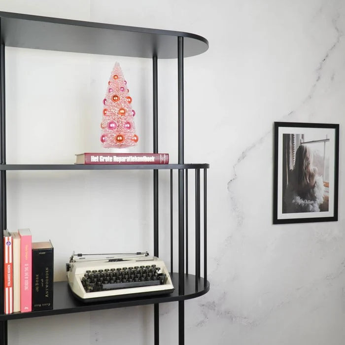 Roze kerstboompje met ballen. Onbreekbaar. 31 cm 