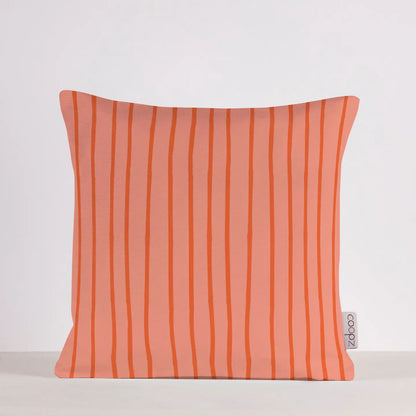 Kussen koraal met oranje strepen. 50x50 cm 